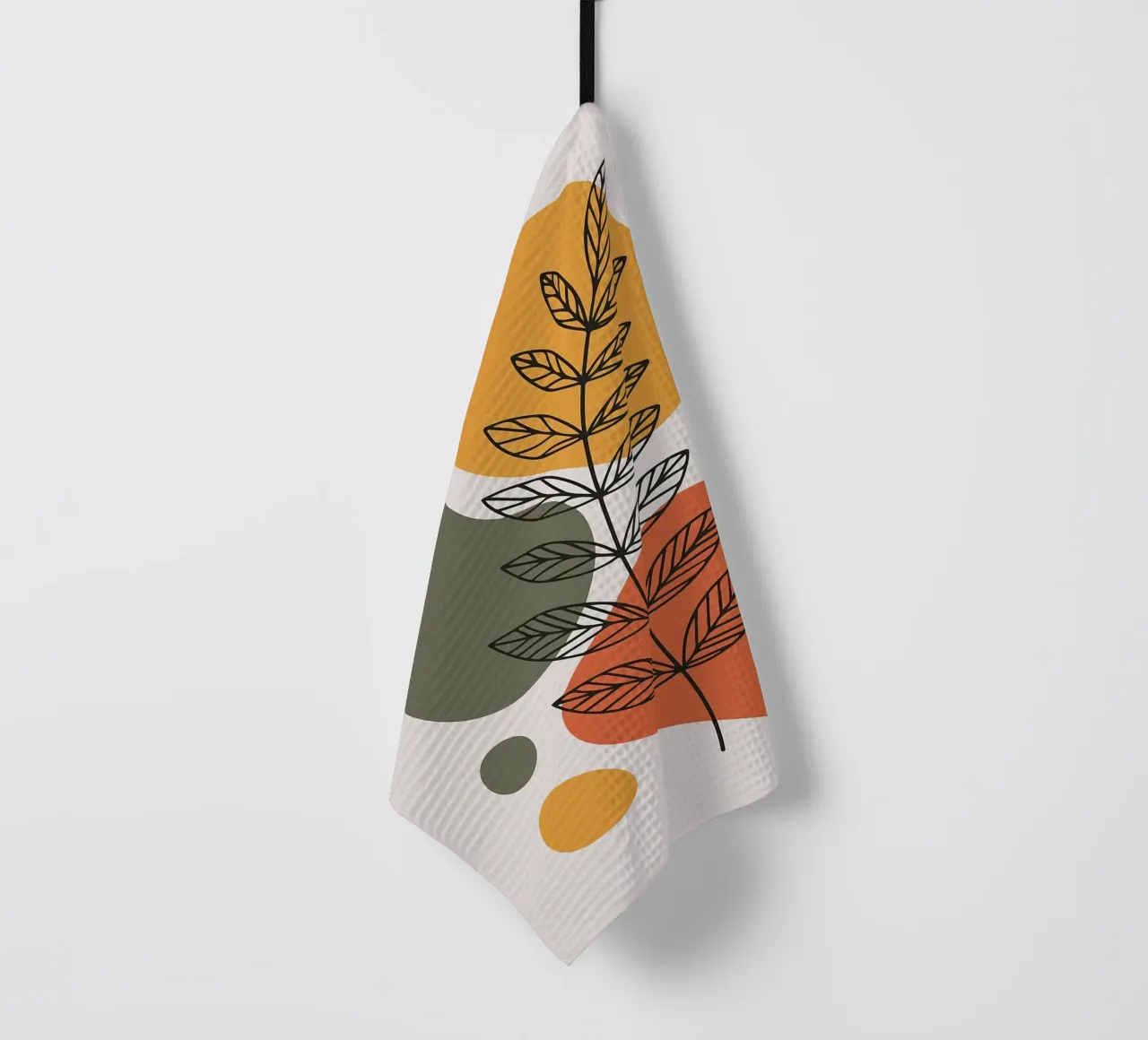 Abstrakte botanische Kunst mit Erdtönen Geschirrtuch von PosterByFly