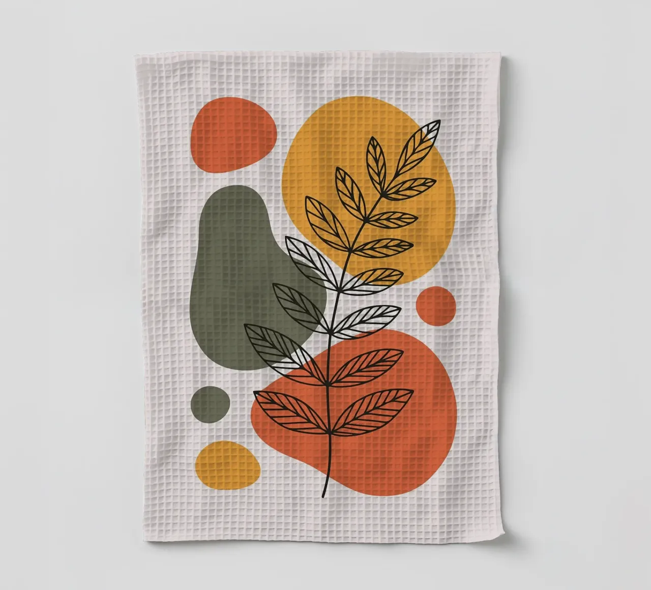 Abstrakte botanische Kunst mit Erdtönen Geschirrtuch von PosterByFly