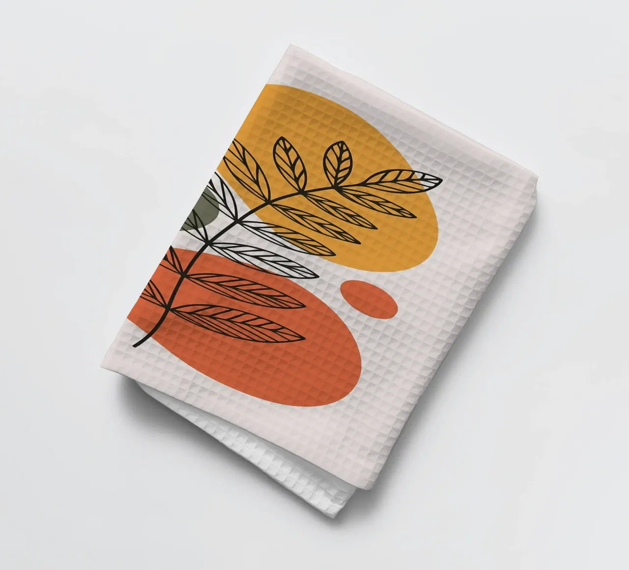 Abstrakte botanische Kunst mit Erdtönen Geschirrtuch von PosterByFly