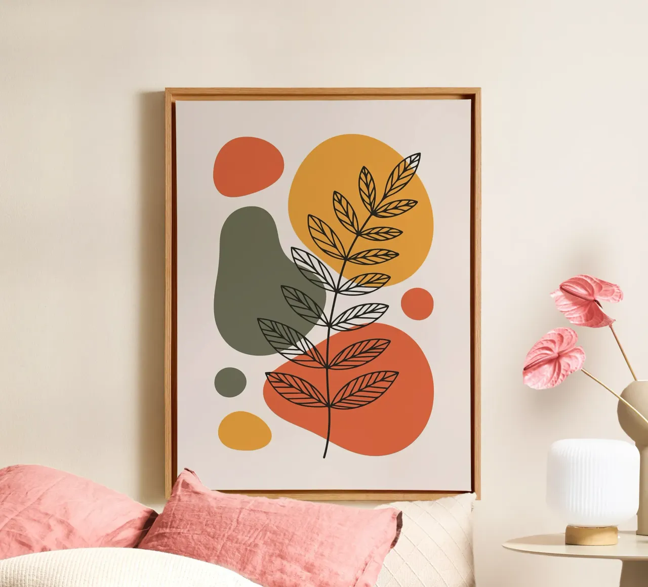 Abstract Botanical Art with Earth Tones canvas by PosterByFly