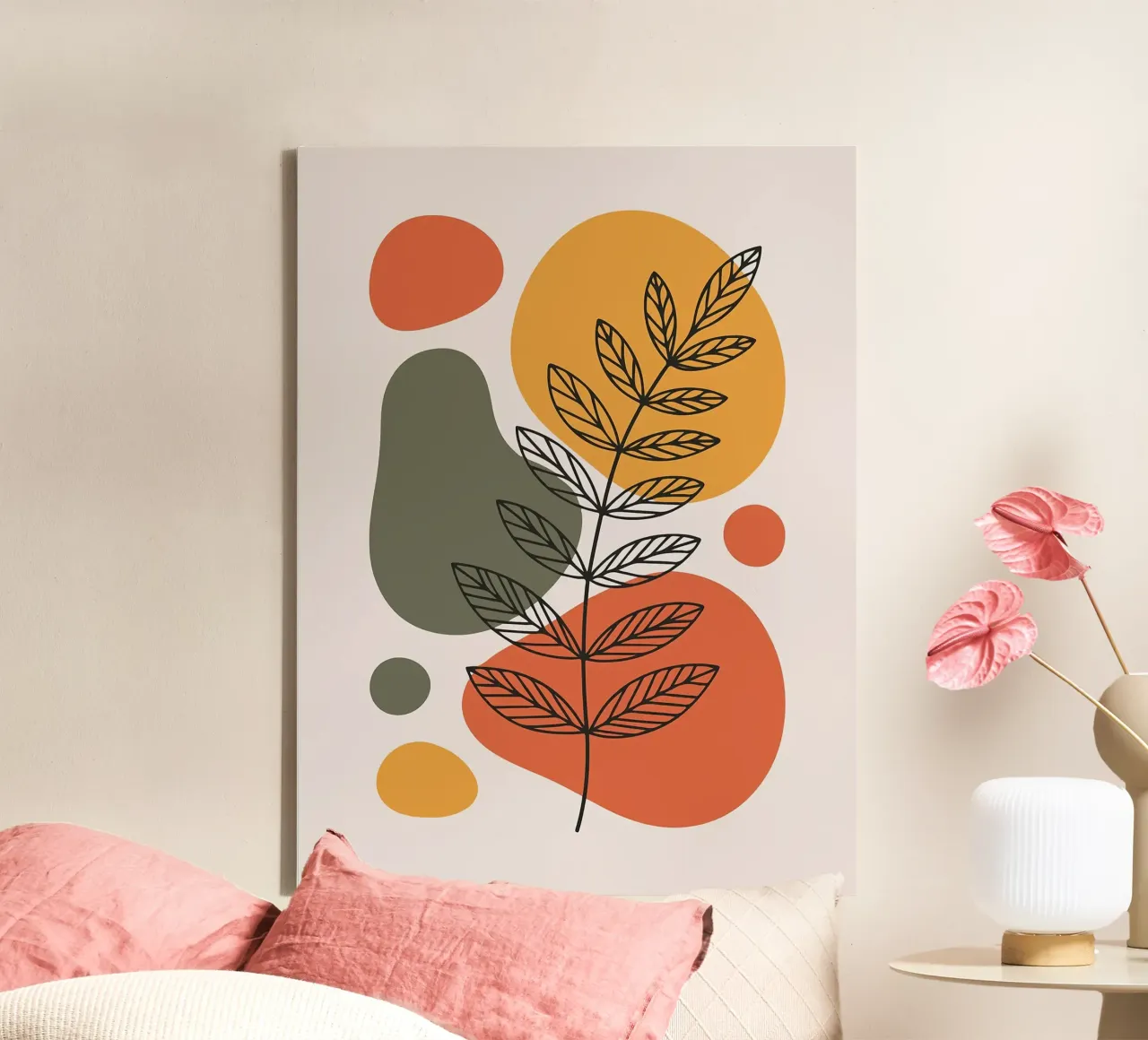 Abstract Botanical Art with Earth Tones canvas by PosterByFly