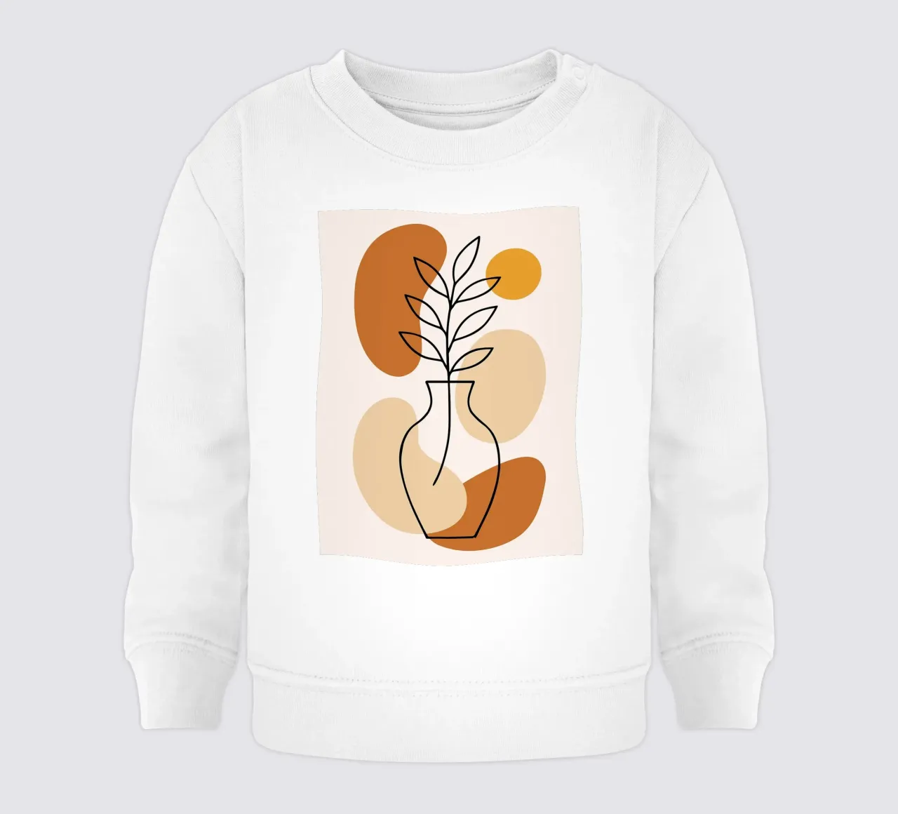 Illustrazione di una pianta minimalista in un vaso felpa neonato da PosterByFly