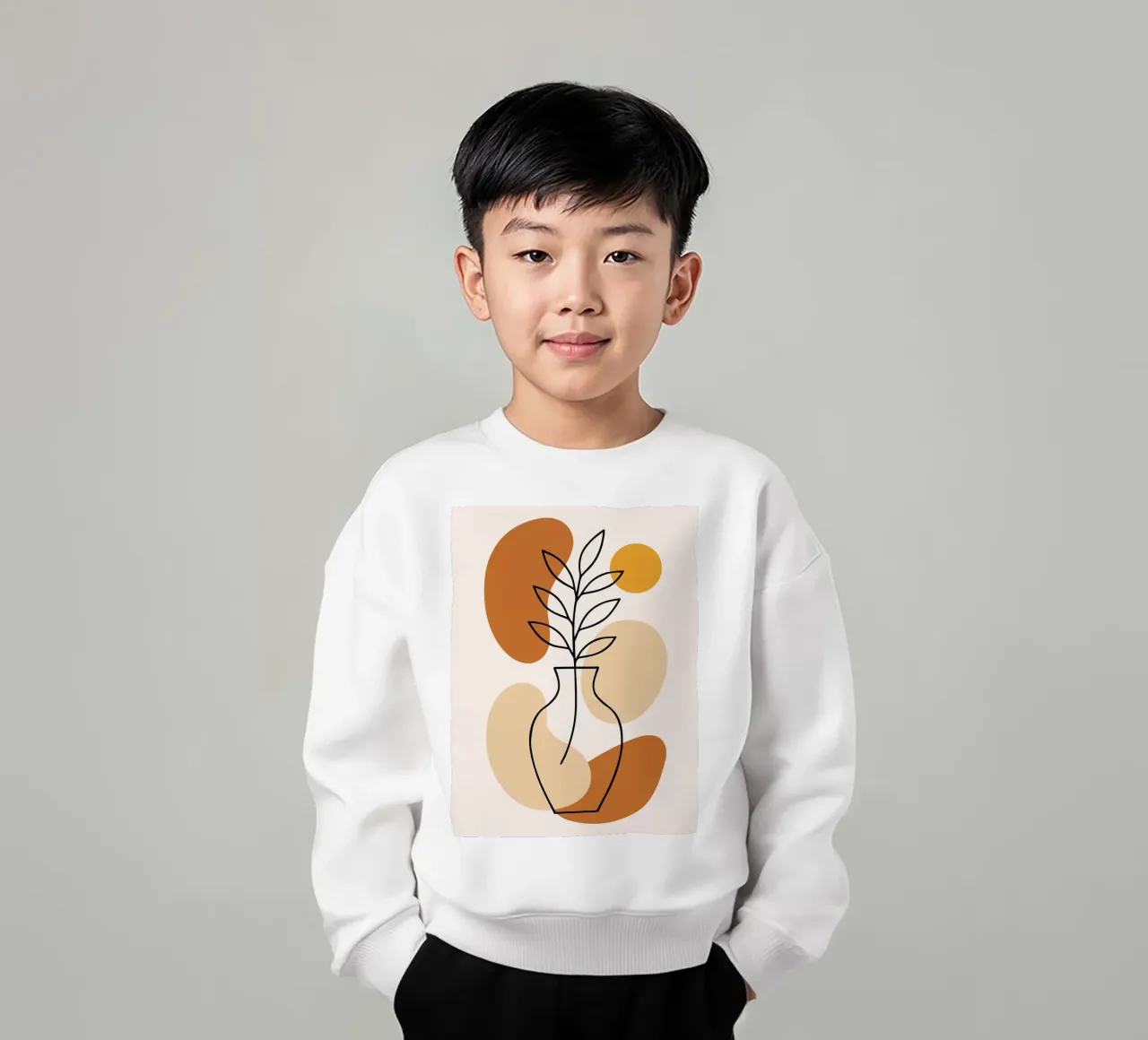 Illustrazione di una pianta minimalista in un vaso felpa bambino da PosterByFly