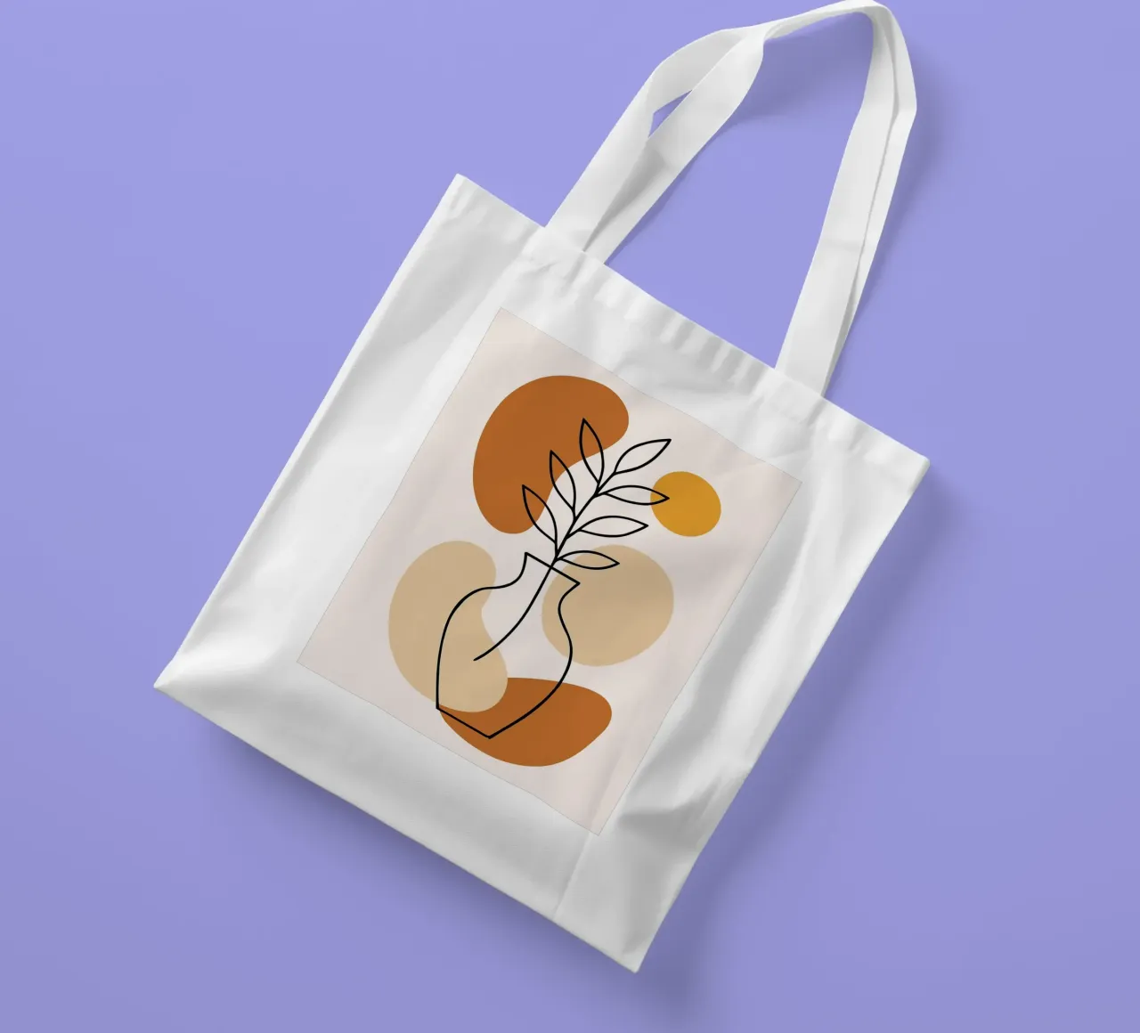 Illustrazione di una pianta minimalista in un vaso borsa in juta da PosterByFly