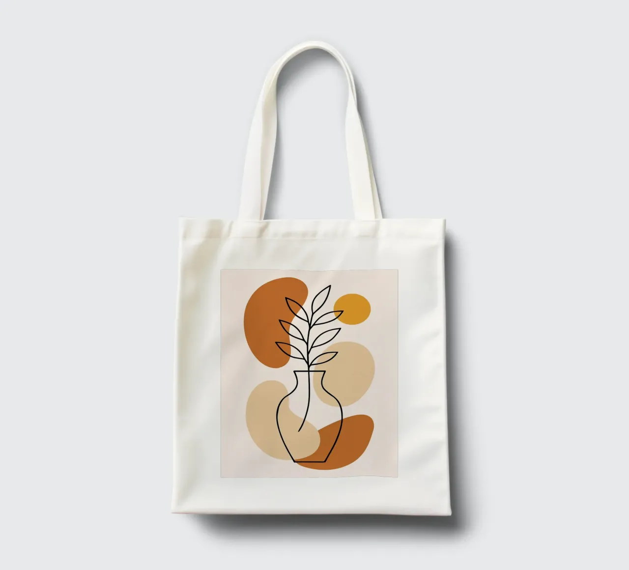 Illustrazione di una pianta minimalista in un vaso borsa in juta da PosterByFly