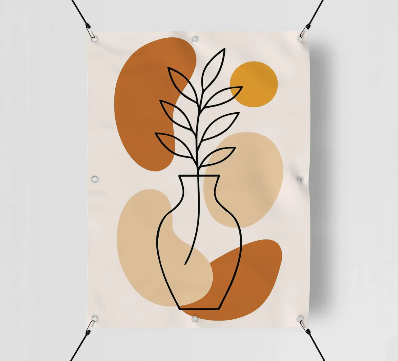 Illustrazione di una pianta minimalista in un vaso telo in pvc da PosterByFly