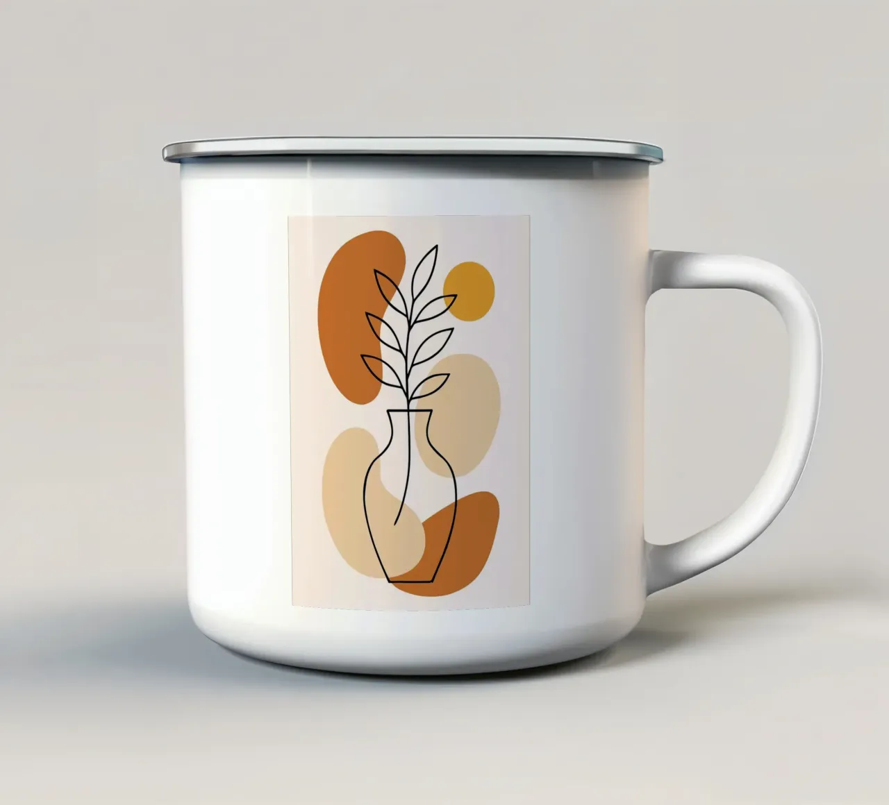 Illustrazione di una pianta minimalista in un vaso tazza in smalto da PosterByFly
