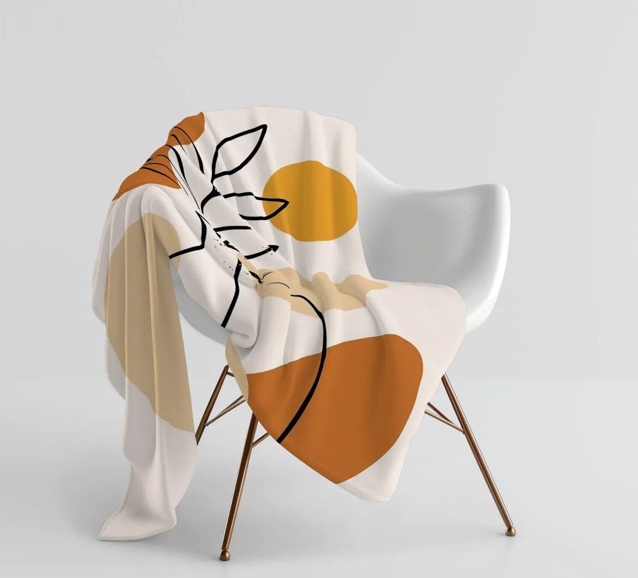 Illustrazione di una pianta minimalista in un vaso coperta in pile da PosterByFly