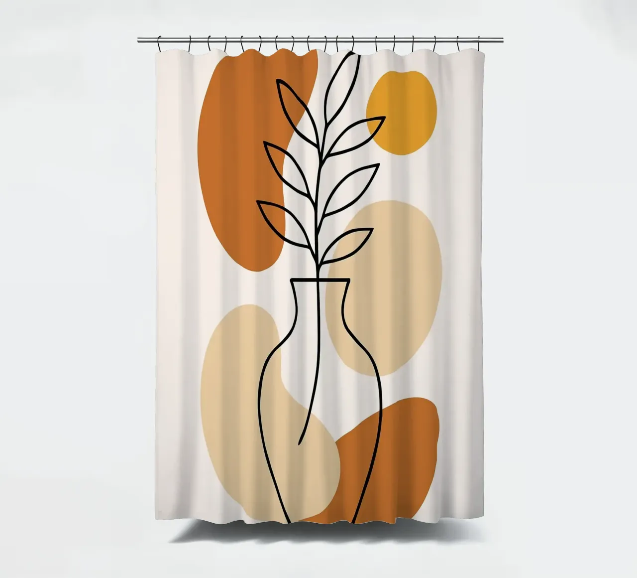 Illustrazione di una pianta minimalista in un vaso tenda da doccia da PosterByFly