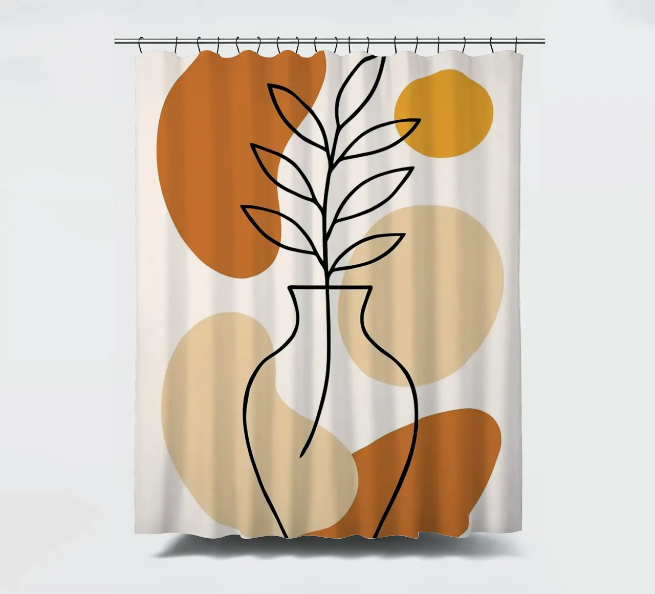 Illustrazione di una pianta minimalista in un vaso tenda da doccia da PosterByFly