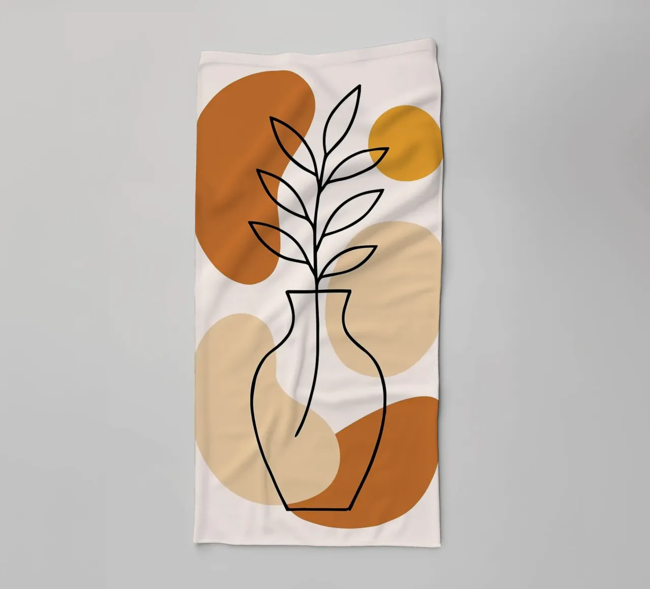 Illustrazione di una pianta minimalista in un vaso asciugamano da bagno da PosterByFly