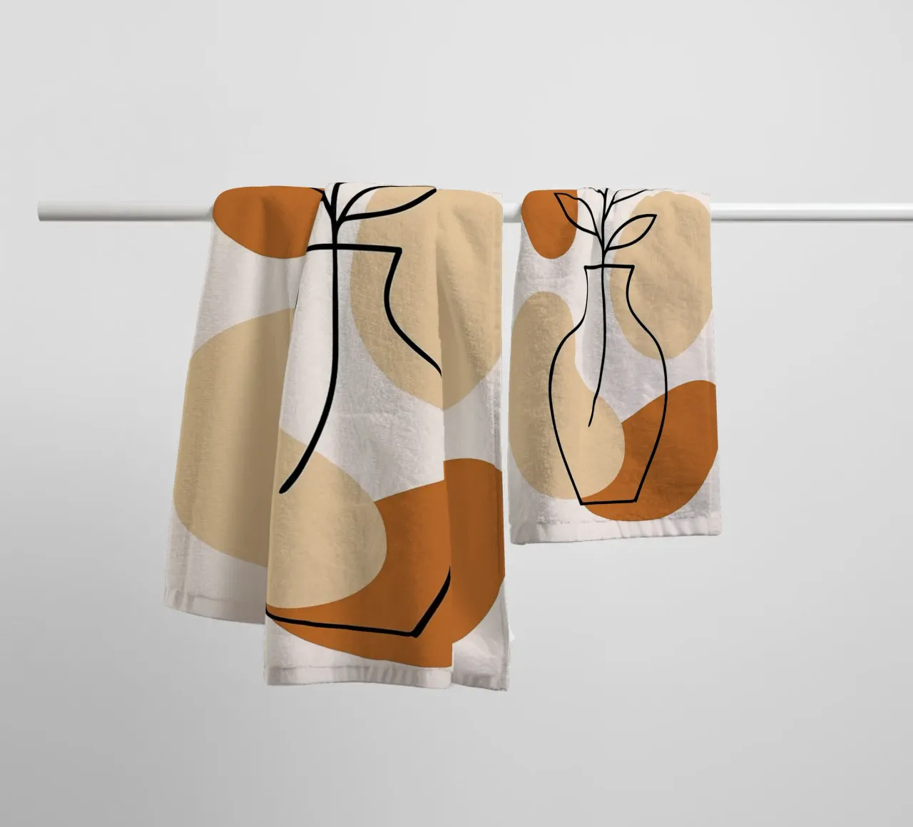 Illustrazione di una pianta minimalista in un vaso asciugamano da bagno da PosterByFly