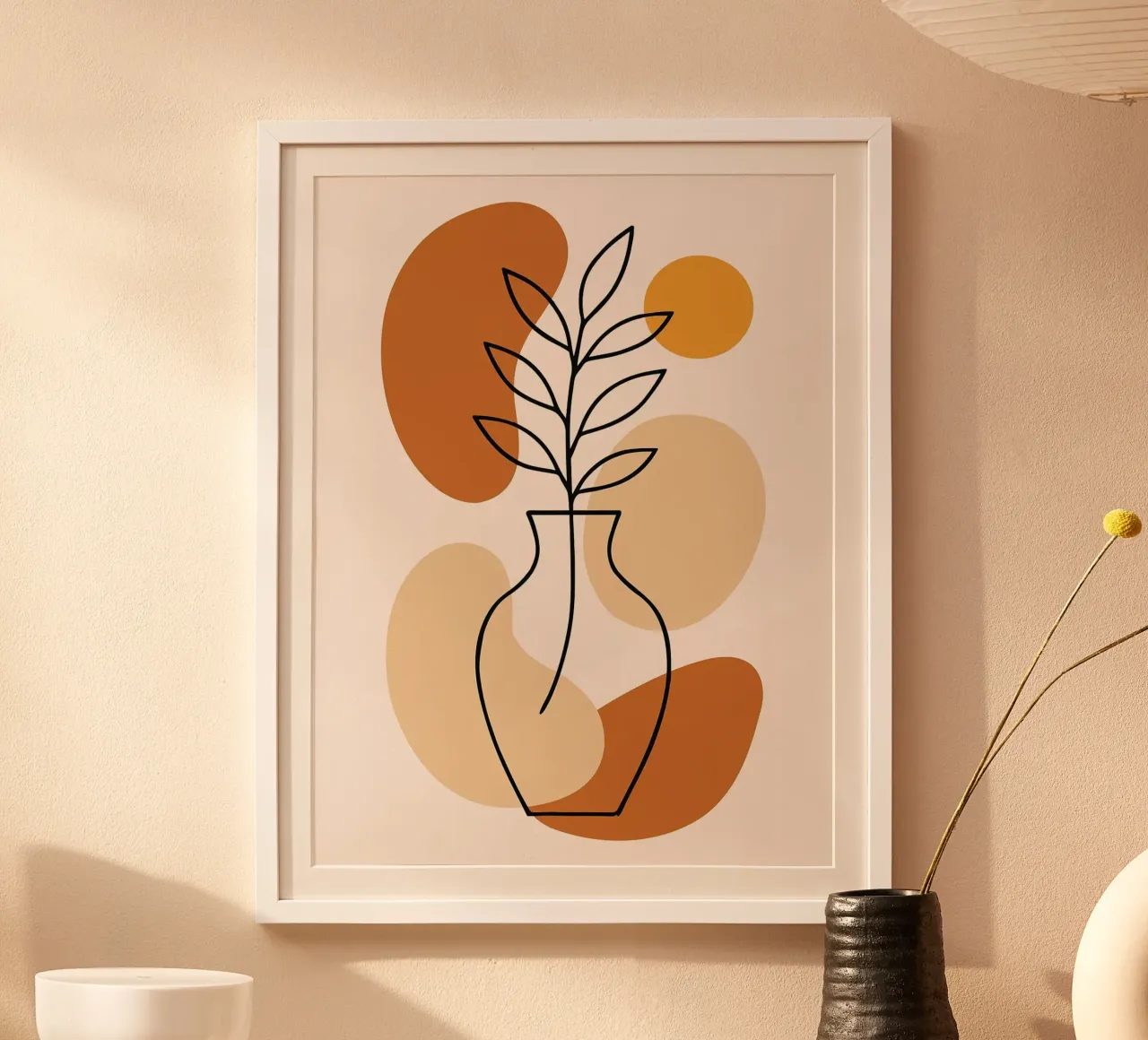 Illustrazione di una pianta minimalista in un vaso carta hahnemühle da PosterByFly