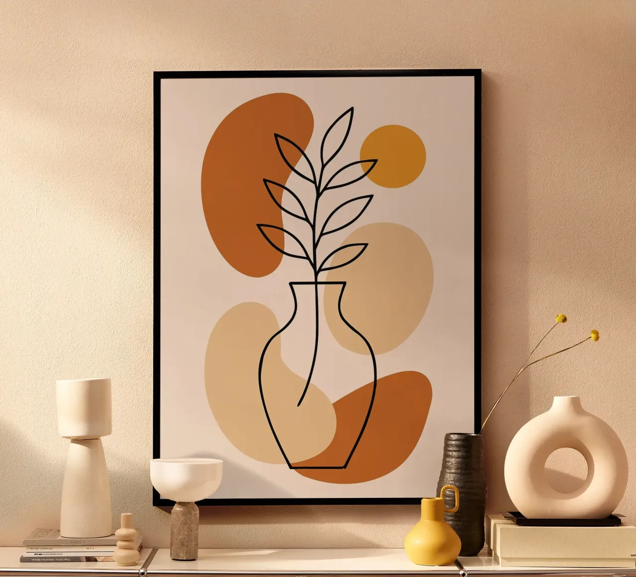 Illustrazione di una pianta minimalista in un vaso carta hahnemühle da PosterByFly
