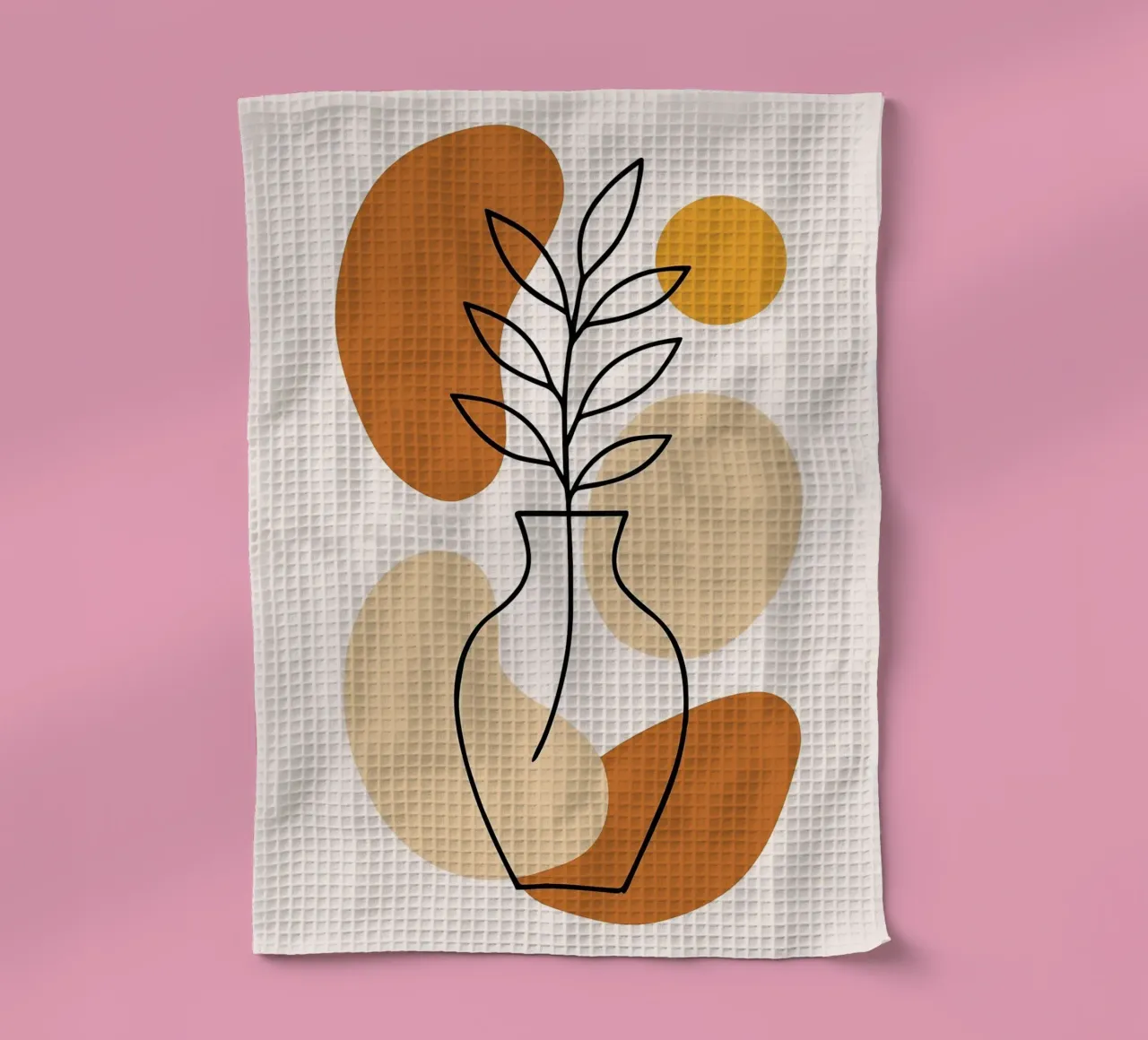 Illustrazione di una pianta minimalista in un vaso canovaccio da cucina da PosterByFly