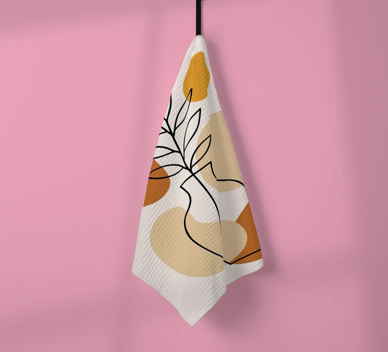 Illustrazione di una pianta minimalista in un vaso canovaccio da cucina da PosterByFly