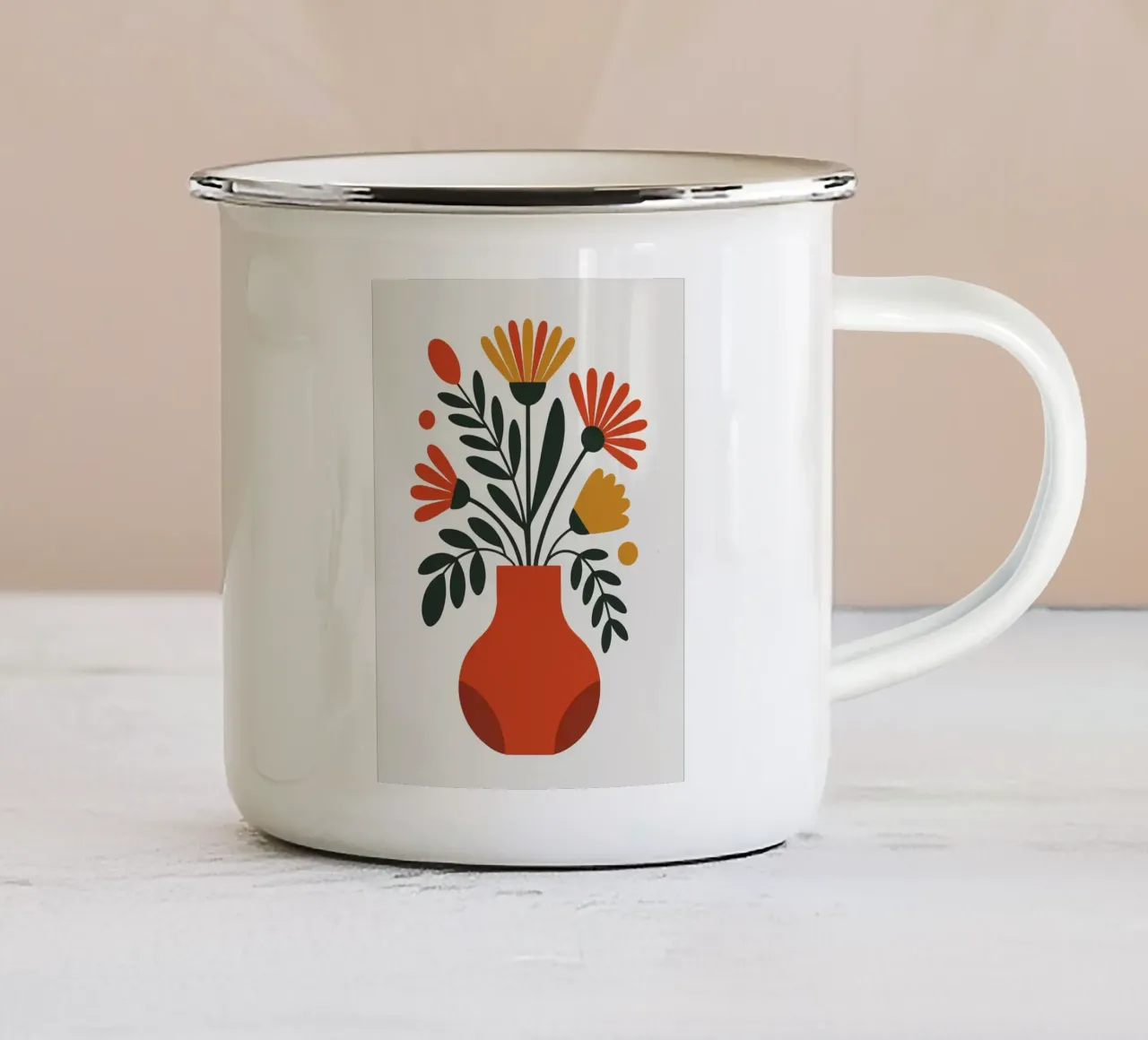 Composizione floreale minimalista in vaso tazza in smalto da PosterByFly