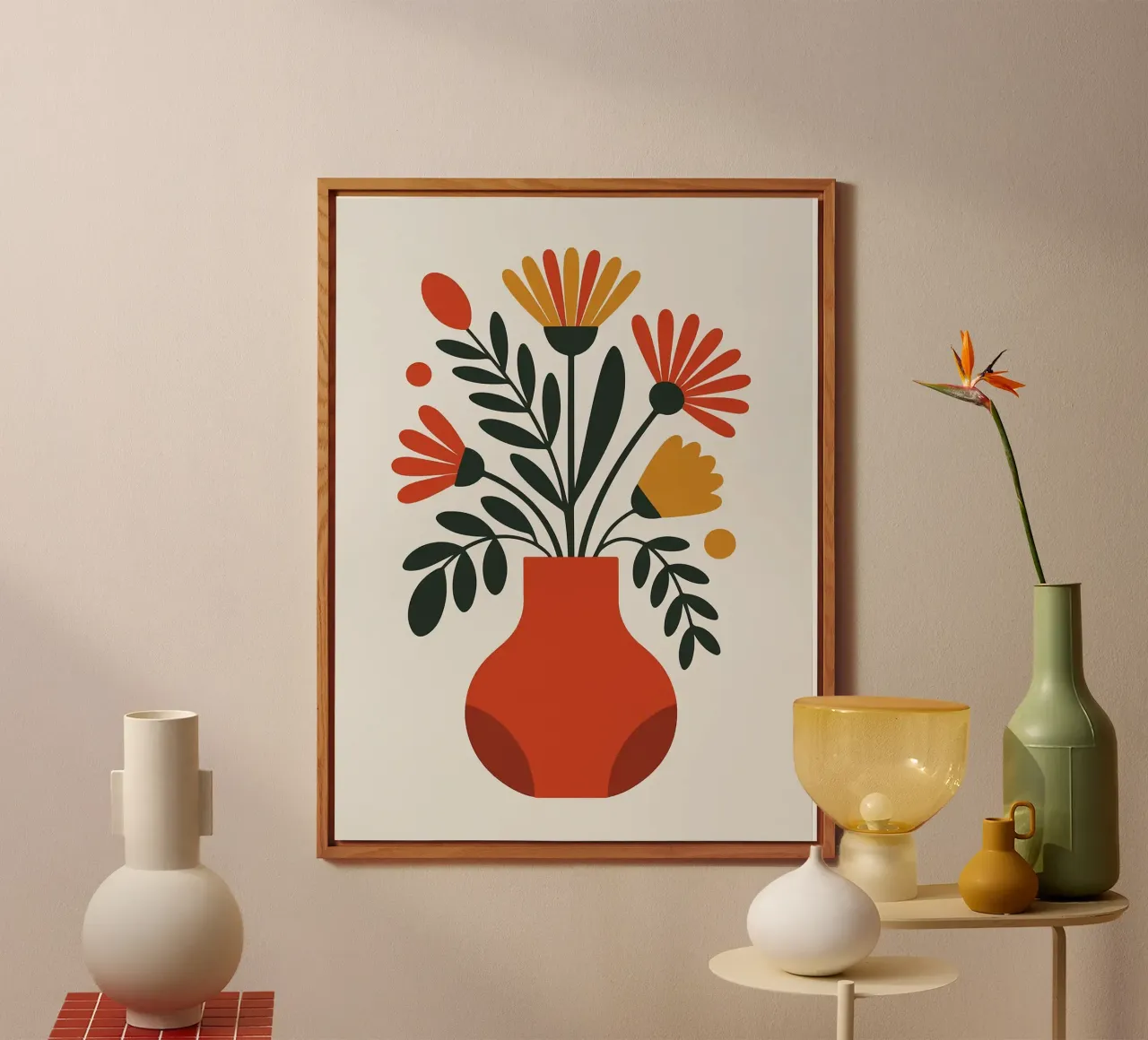 Composizione floreale minimalista in vaso alluminio dibond da PosterByFly