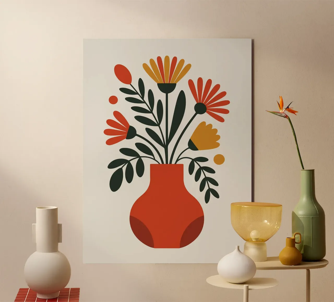Composizione floreale minimalista in vaso alluminio dibond da PosterByFly