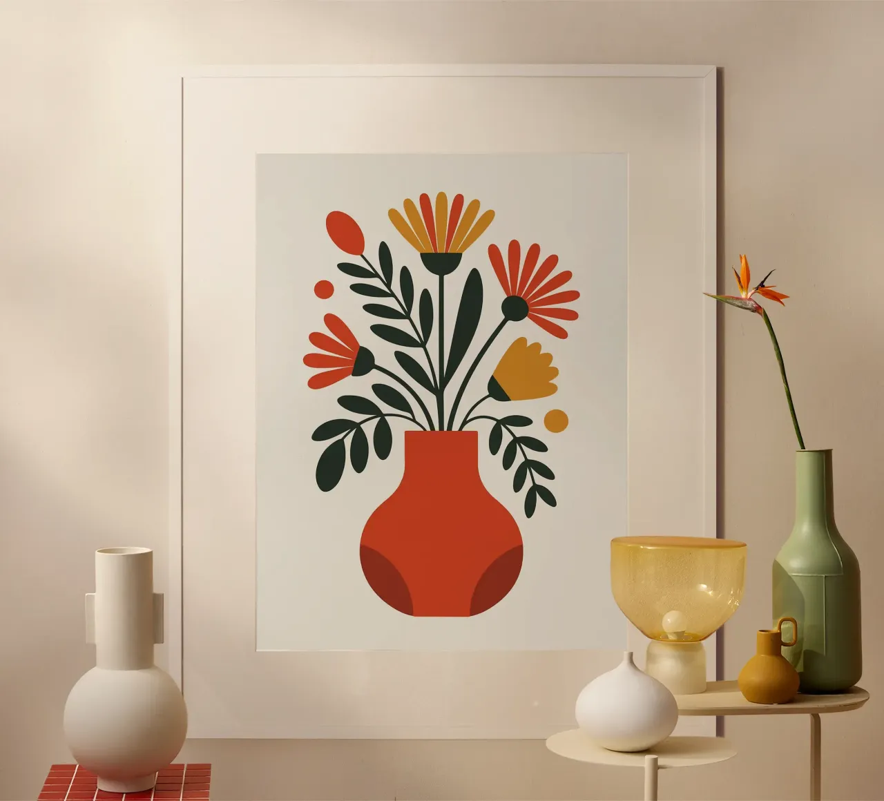Composizione floreale minimalista in vaso carta hahnemühle da PosterByFly