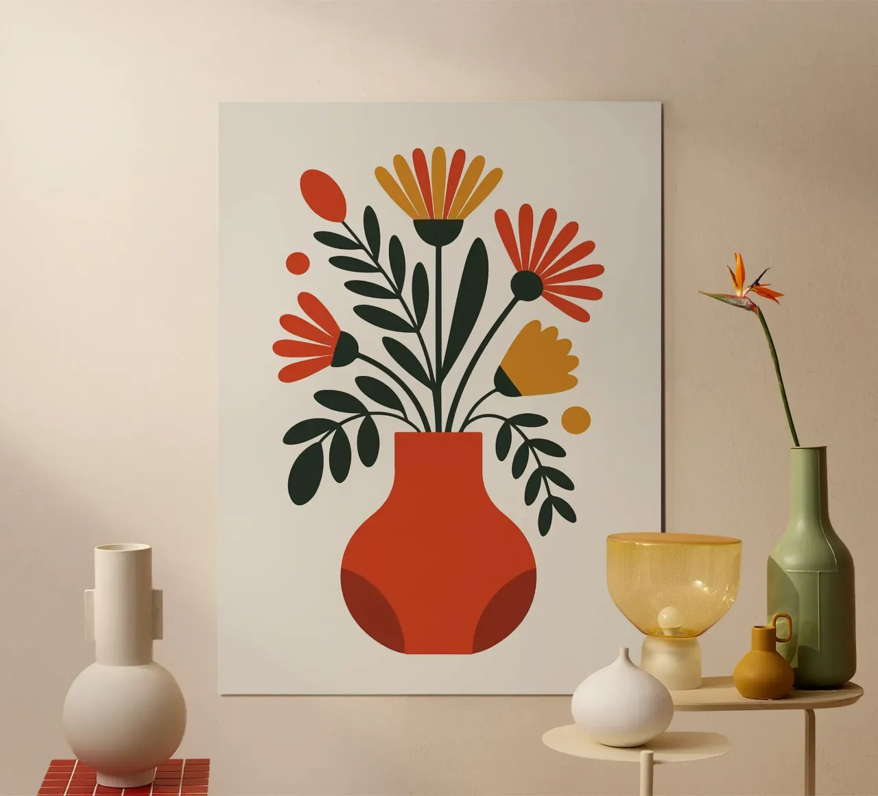 Composizione floreale minimalista in vaso carta hahnemühle da PosterByFly