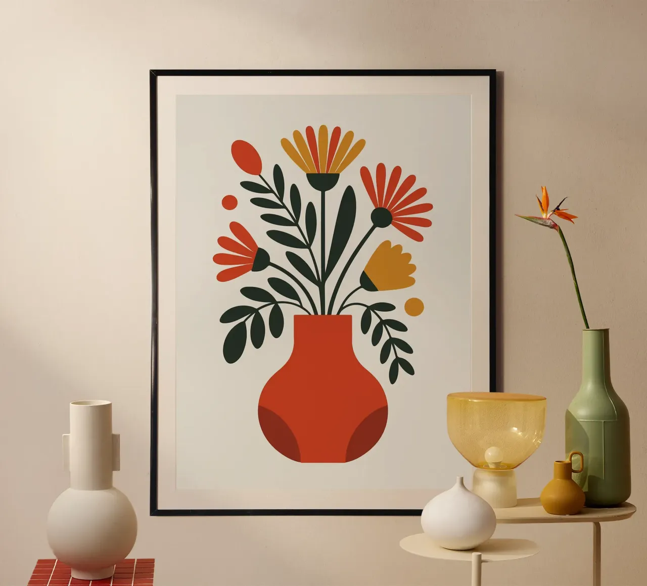 Composizione floreale minimalista in vaso carta hahnemühle da PosterByFly