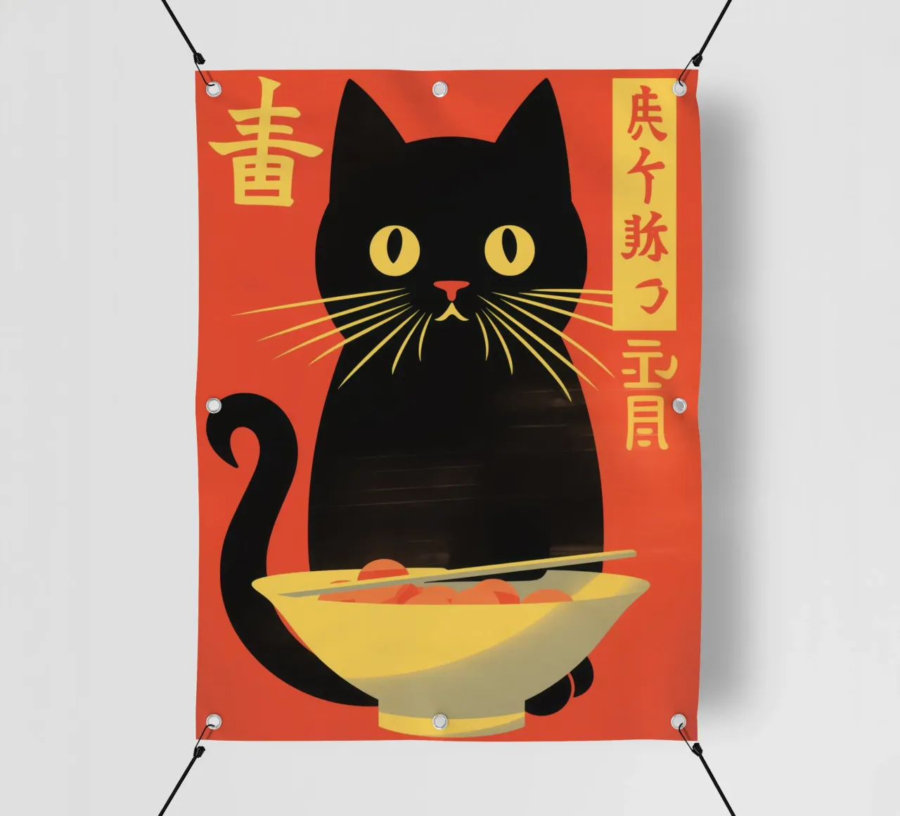 Gatto nero di ramen giapponese telo in pvc da Autofocus
