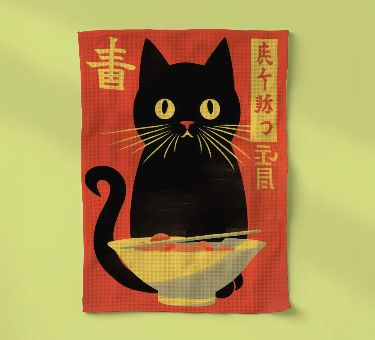 Gatto nero di ramen giapponese canovaccio da cucina da Autofocus