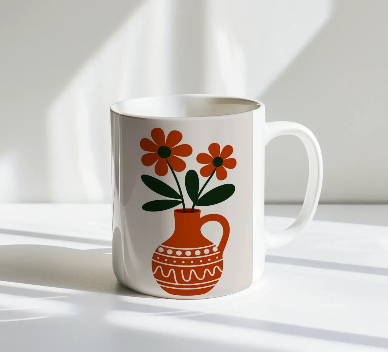 Natura morta floreale con vaso tazza in ceramica da PosterByFly