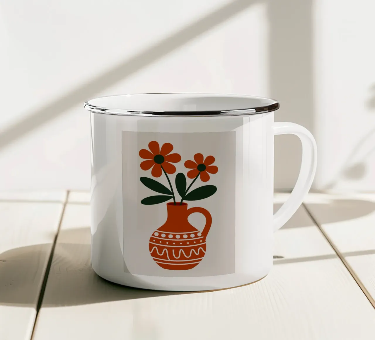 Natura morta floreale con vaso tazza in smalto da PosterByFly