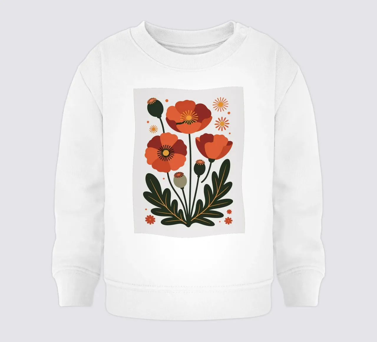Illustrazione floreale con papaveri e foglie felpa neonato da PosterByFly