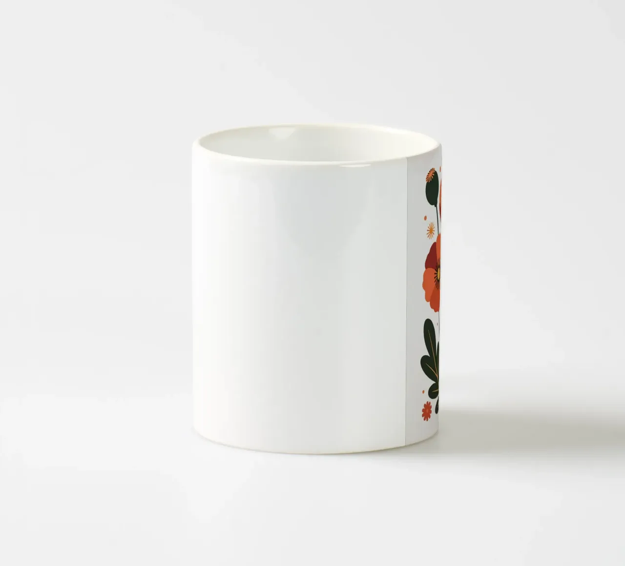Illustrazione floreale con papaveri e foglie tazza in ceramica da PosterByFly