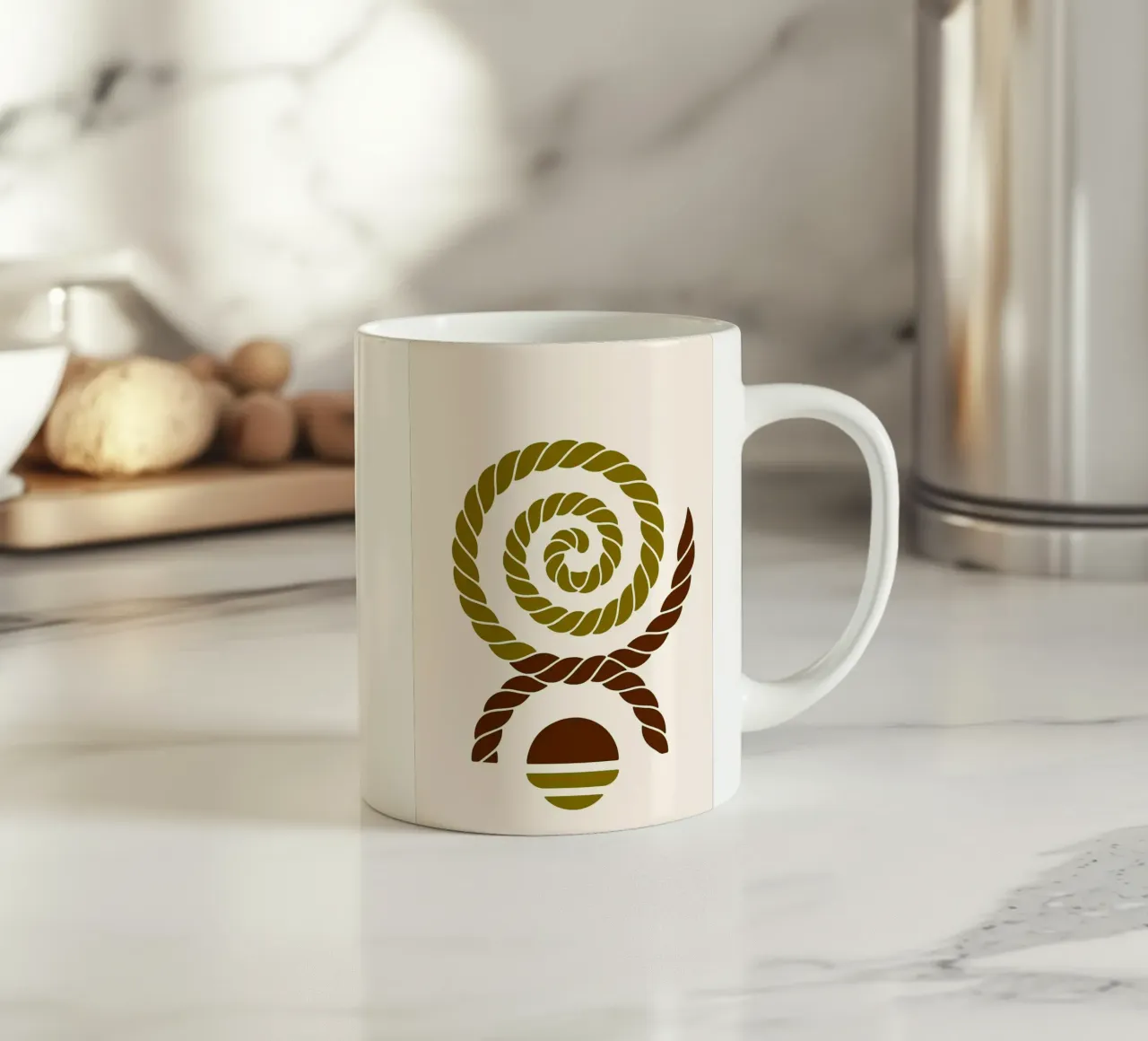 Arte minimalista a spirale di corda tazza in ceramica da PosterByFly