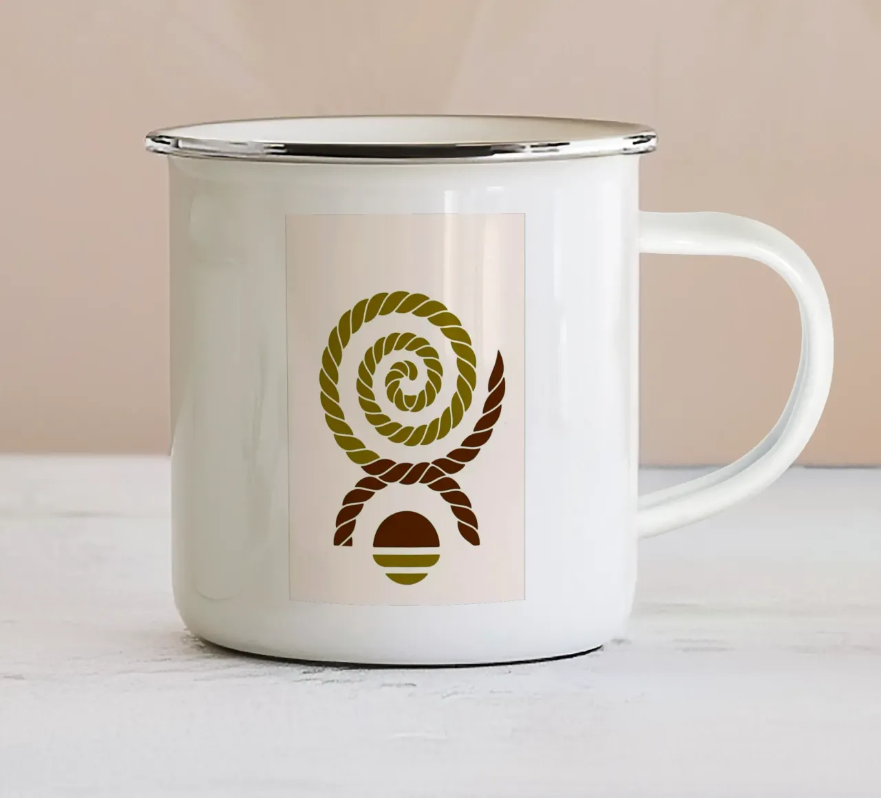 Arte minimalista a spirale di corda tazza in smalto da PosterByFly