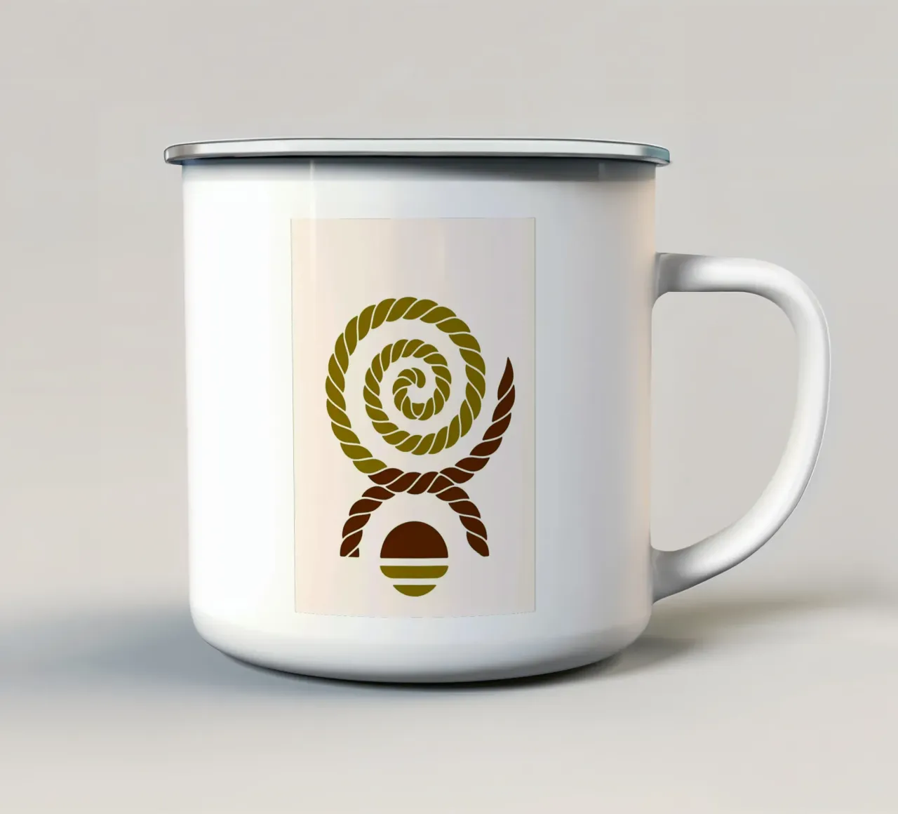 Arte minimalista a spirale di corda tazza in smalto da PosterByFly