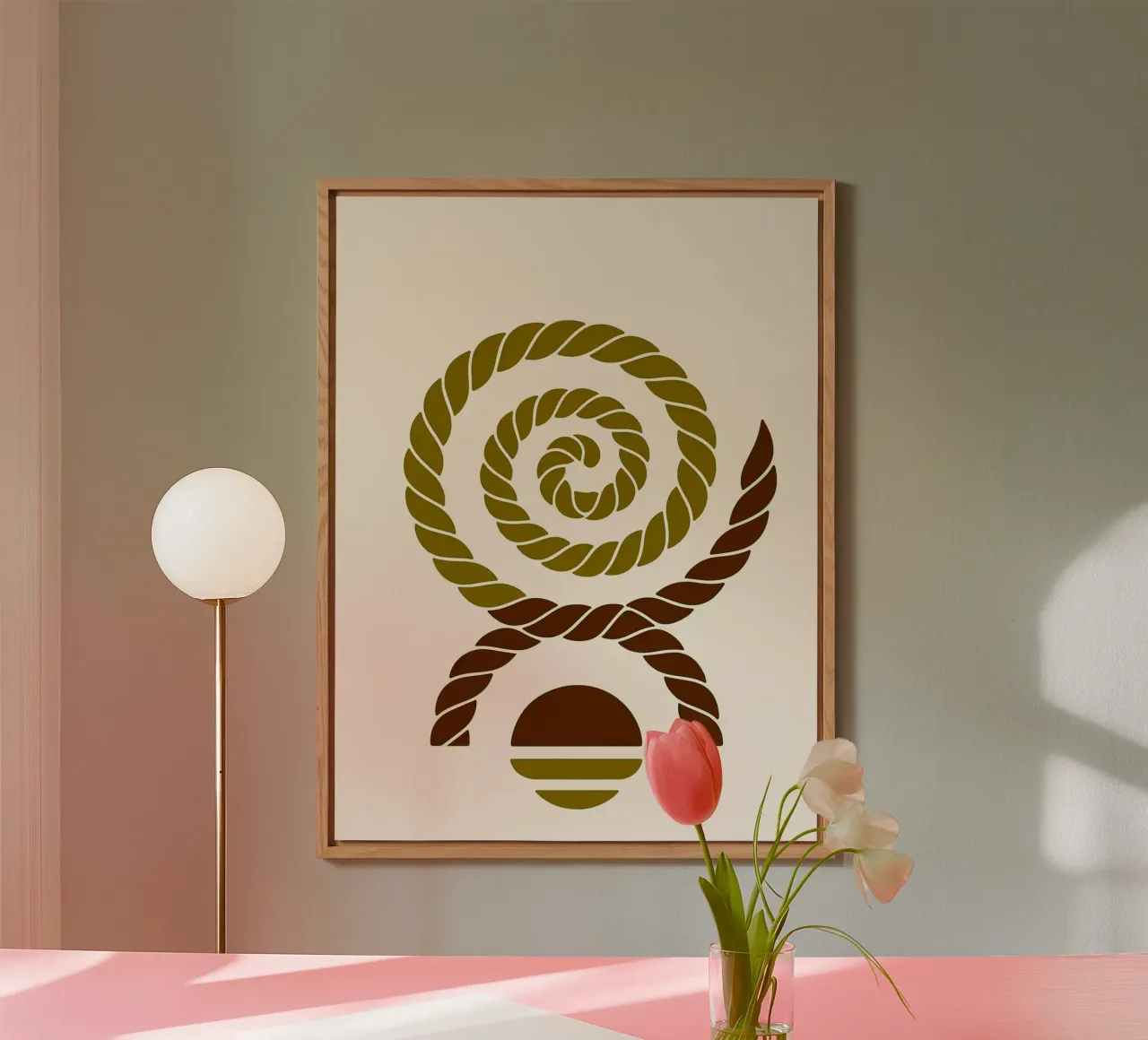 Arte minimalista a spirale di corda alluminio dibond da PosterByFly