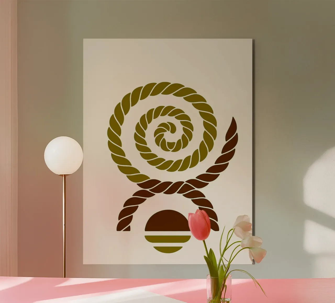 Arte minimalista a spirale di corda alluminio dibond da PosterByFly