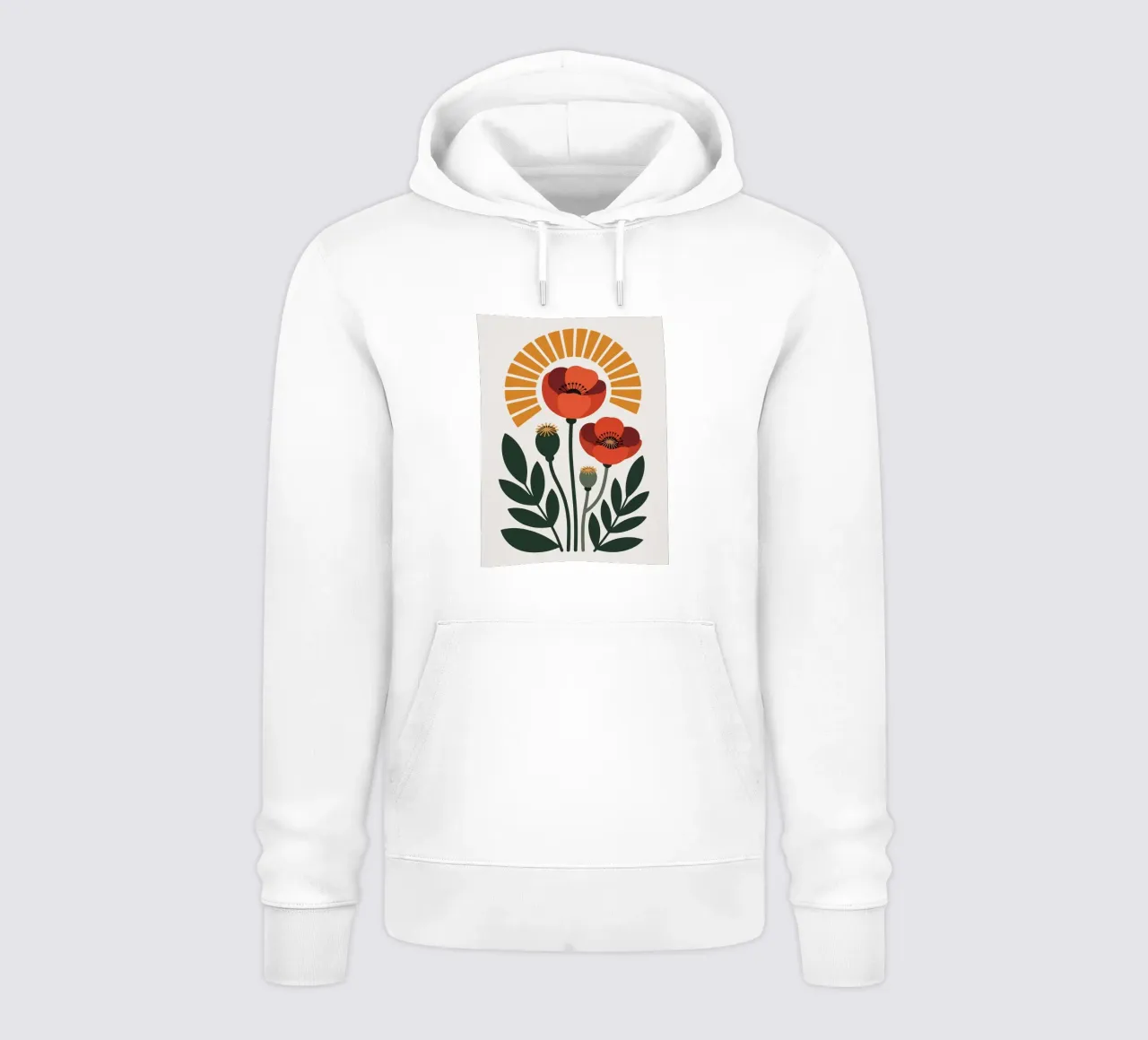 Illustrazione di un fiore di papavero stilizzato felpa con cappuccio da PosterByFly