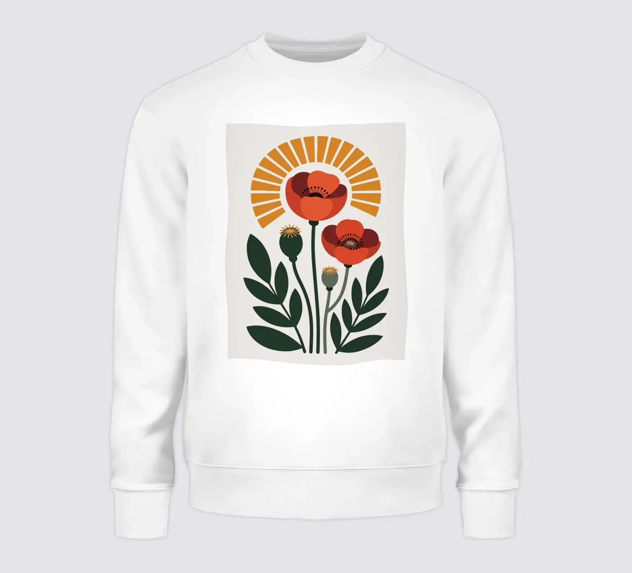 Illustrazione di un fiore di papavero stilizzato felpa da PosterByFly