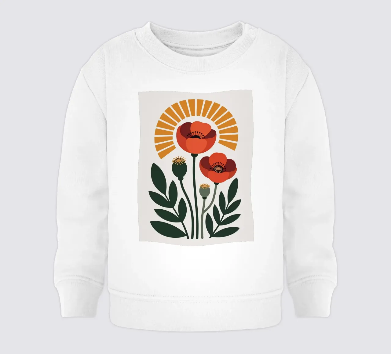 Illustrazione di un fiore di papavero stilizzato felpa neonato da PosterByFly