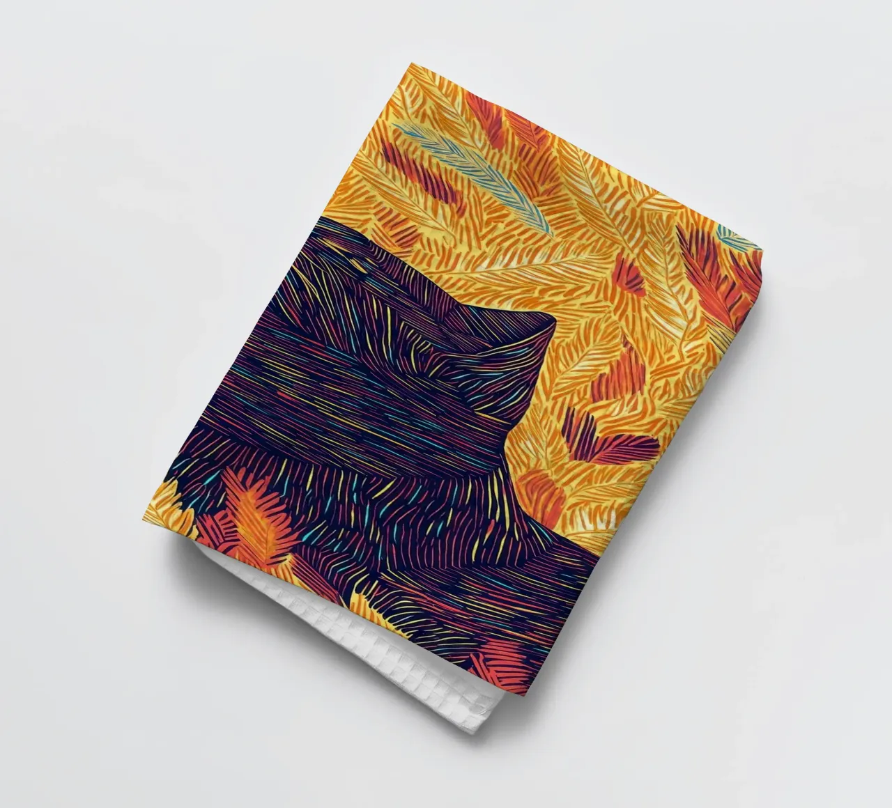 Chat en plumes, portrait de chat en dessin au trait torchon de PosterByFly