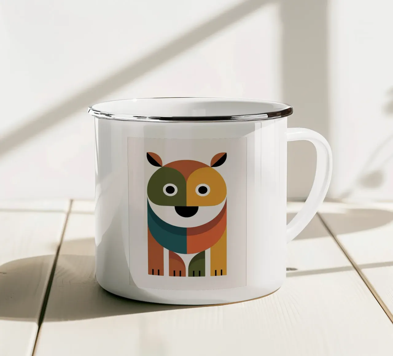 Illustrazione geometrica di animali tazza in smalto da PosterByFly