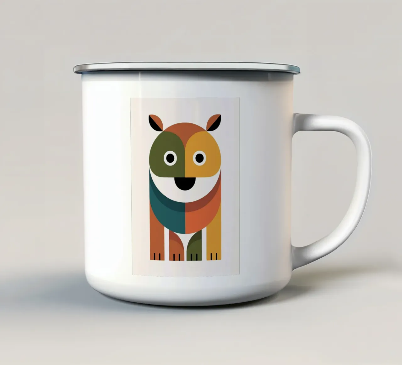 Illustrazione geometrica di animali tazza in smalto da PosterByFly