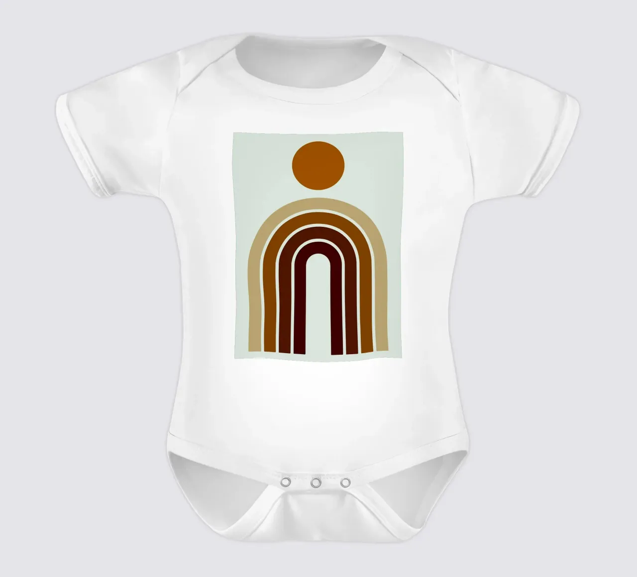 Abstracte Boho Regenboog en Zonnekunst babyrompertje korte mouwen van PosterByFly