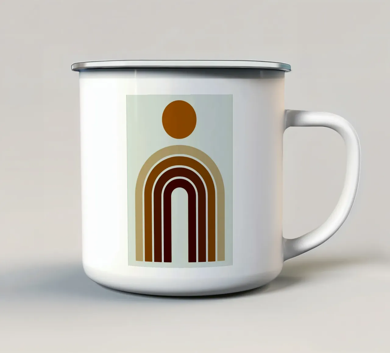 Arte astratta boho con arcobaleno e sole tazza in smalto da PosterByFly