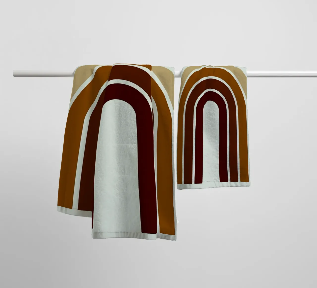 Abstracte Boho Regenboog en Zonnekunst badhanddoek van PosterByFly