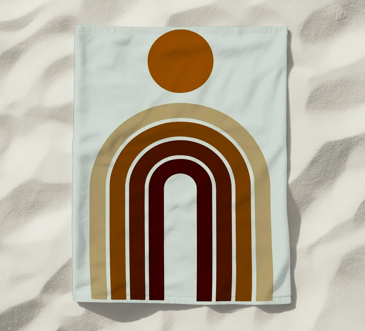 Arte astratta boho con arcobaleno e sole telo mare da PosterByFly