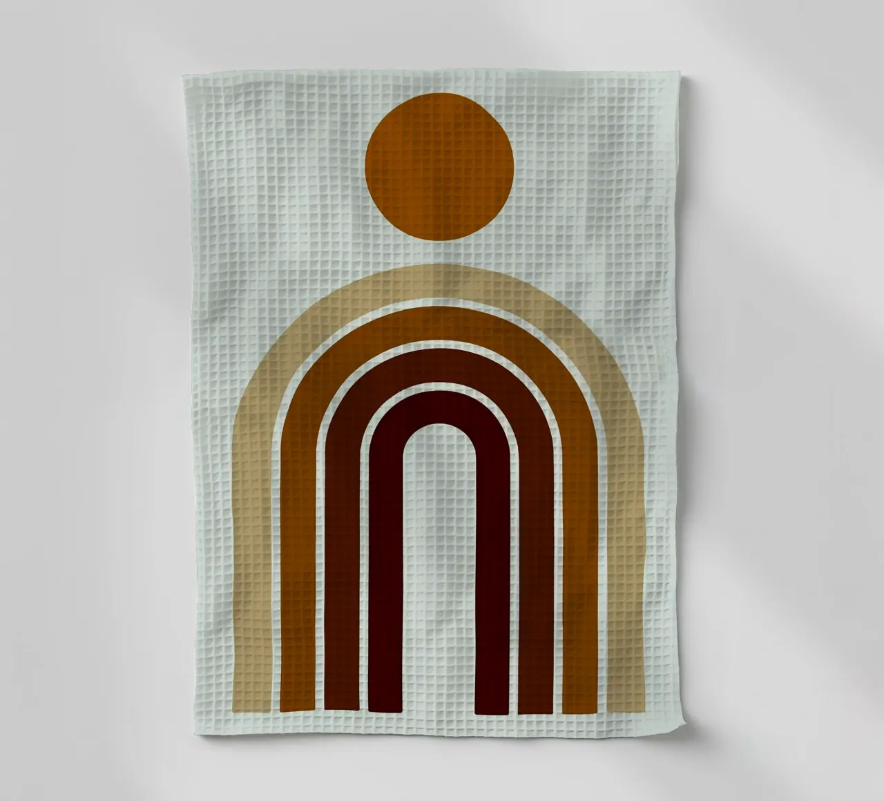 Abstracte Boho Regenboog en Zonnekunst theedoek van PosterByFly