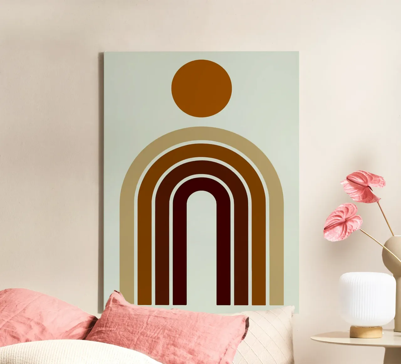Abstracte Boho Regenboog en Zonnekunst canvas van PosterByFly