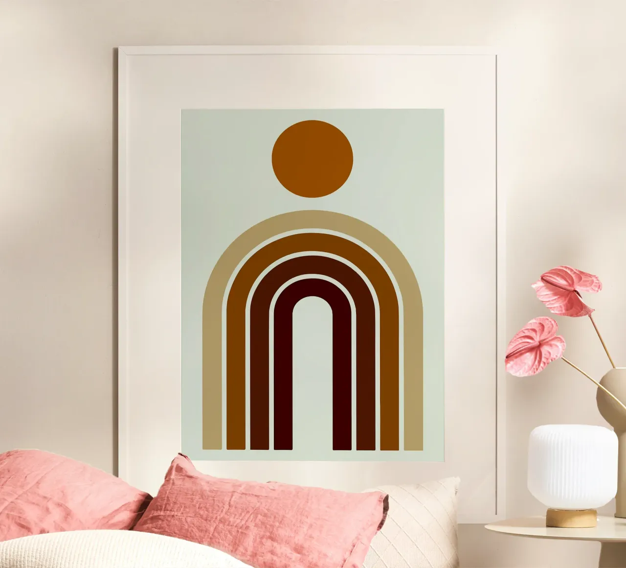 Abstracte Boho Regenboog en Zonnekunst hahnemühle van PosterByFly